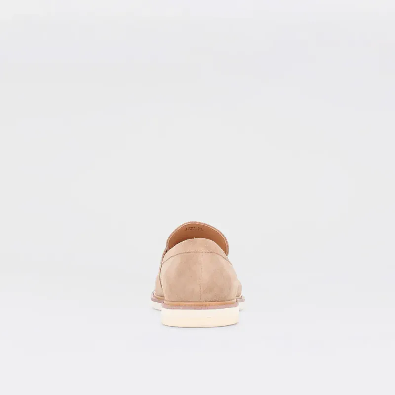 Pepper - sand-beige penny loafer til herre i semsket skinn