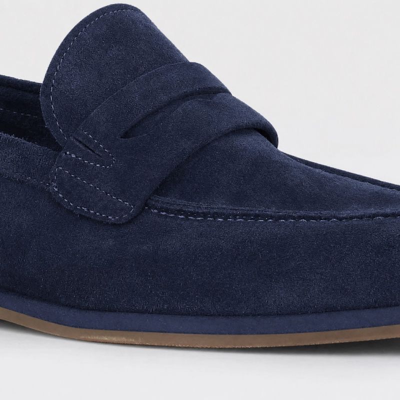 Paris - navy loafer til herre i semsket skinn